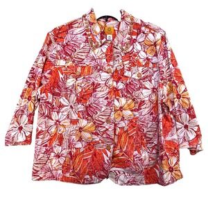 Ruby Rd Blazer Womens 24 Red Orange Floral Beaded Cottagecore Coquette Statement